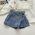 thumbnail image 1 of SNKSDGM Back-to-School Girls Denim Skorts Casual High Waisted Jean Shorts Elastic Waist Summer Skirt Pants for Kids Outdoor Play, 1 of 7