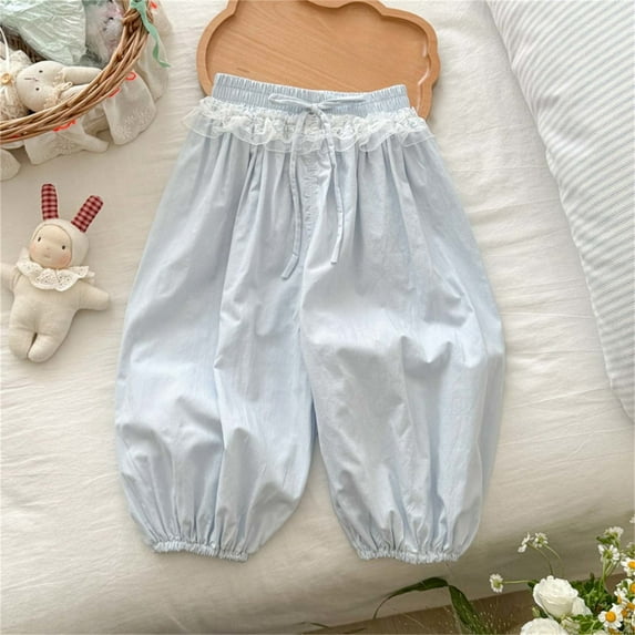 SNKSDGM Back-to-School Girls Pantaloons Casual Playful with Elastic Waist for Everyday Outdoor Activities Age 1-8 Years Comfortable Spring Summer Pants