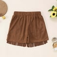 thumbnail image 1 of SNKSDGM Back-to-School Girls Suede Western Cowboy Shorts with Fringe Tassel Pockets Bohemian Style Vest Outfit for Kids Summer Festival, 1 of 6