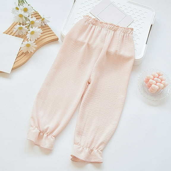 SNKSDGM Back-to-School Girls Summer Pants Toddler Soft Breathable Loose Fit Casual Wide Leg Baby for 12 Months To 6 Years