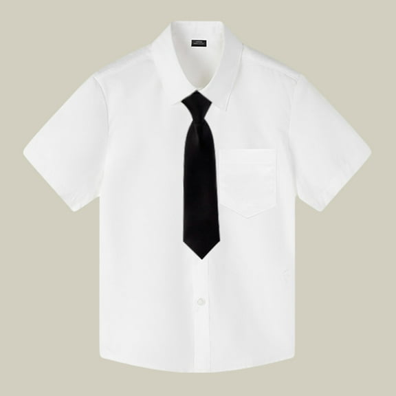 SNKSDGM Boys White T Shirts Size 10-12 Children's Short Sleeved Boys Summer Short Sleeved White Shirt Watch Performance Clothes Pure White Shirt 120