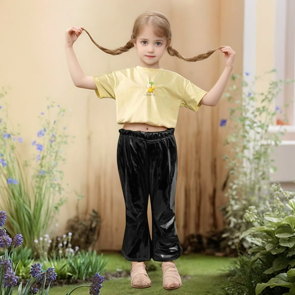 SNKSDGM Cargo Pants for Girls 10-12 Years Old Children'sBright Flared Pants Dance Folk Dance Fishtail Pants 7-8Years