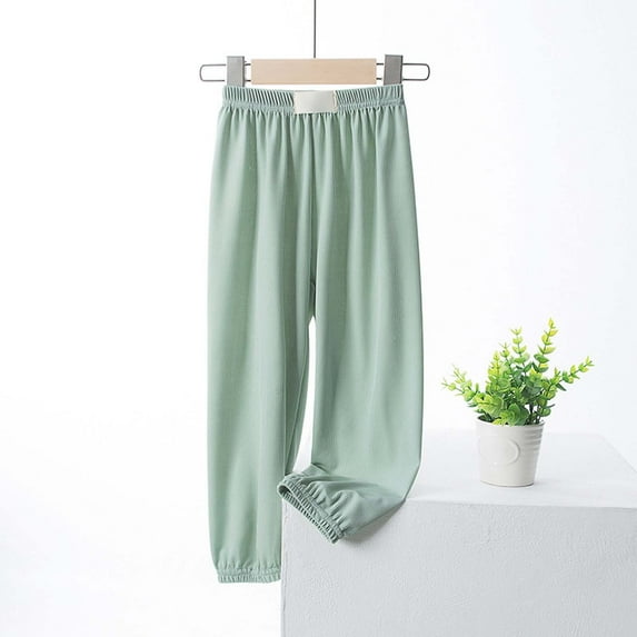 SNKSDGM Cargo Pants for Girls Girls Ice Silk Pantspants Elastic High Waisted Casual Trousers for Kids Summer Flowy Stretchy Pants 8-9 Years