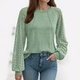 thumbnail image 1 of SNKSDGM Casual Easter Shirts off The Shoulder Tops for Women White Womens Tops Ladies Tops Lace Long Sleeve Crew Neck Pleated Shirt Long Sleeve Tops Women Womens Shirts Plus Size Loose Fit, 1 of 4