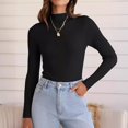 thumbnail image 1 of SNKSDGM Casual Easter Shirts T Shirts for Women Trendy Women's 2025 Fall Long Sleeve Turtleneck T Shirt Ribbed Knit Sweater Slim fit Basic Casual Tee Tops Plus Size Tops for Women Sexy Summer, 1 of 4