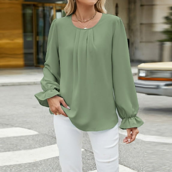 SNKSDGM Casual Easter Shirts for Women Tops for Women Trendy Winter Plus Size Women's Blouses Spring and Autumn Long Sleeved Shirt Ruffled V Neck Printed Top Womens Tops Dressy Blouses Sexy
