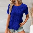 thumbnail image 1 of SNKSDGM Casual Easter Shirts for Women Women's Tops 3/4 Sleeve V Neck Women's Lace Top Crochet Crew Neck Short Sleeve Fashion Summer Loose Tee Casual T Shirt Womens Tops Plus Size 3/4 Sleeve, 1 of 4