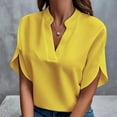 thumbnail image 1 of SNKSDGM Casual Easter Shirts for Women Womens Shirts Casual Spring Women's Cold Shoulder Tops Summer Fashion Short Sleeve V Neck Casual Loose Solid Color Blouse Shirts Spring Tops for Women Dressy, 1 of 4