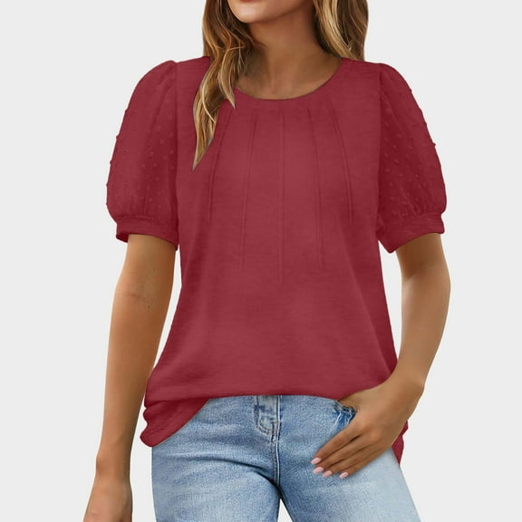SNKSDGM Casual Easter Shirts for Women Womens Tops Dressy Blouses Womens Fashion Tops Crewneck Patchwork Lace Short Sleeve Tee Shirts Casual Knitted Blouses Summer Tops Plus Size Women Trendy