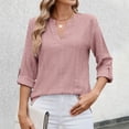 thumbnail image 1 of SNKSDGM Casual Easter Shirts Womens Tops Plus Size Blouses for Women Dressy Casual V Neck Roll up Sleeve Shirts Going Out Mid Sleeve T Shirt Pullover Top Plus Size Tops for Women 4X-5X Boho, 1 of 8