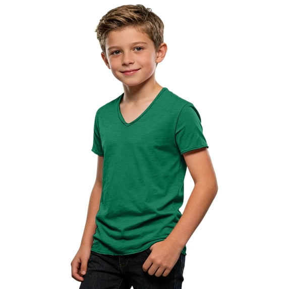 SNKSDGM Children V-Neck Short Sleeve Tee Soft Breathable Everyday Wear Top for Toddlers to 2-16Y 3-4 Years