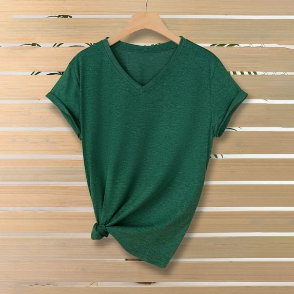 SNKSDGM Easter Shirt Graphic Tees for Women Plus Size 4X Women's Stylish Solid Color Top Loose V Neck T Shirt Womens Tops Short Sleeve