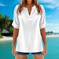 thumbnail image 1 of SNKSDGM Easter Shirt Shirts for Women Long Sleeve Dressy Women's Solid Color V Neck Short Sleeve Linen Blend Blouse Stylish And Comfortable for Casual Wear Shirts for Women Long Sleeve Loose, 1 of 4