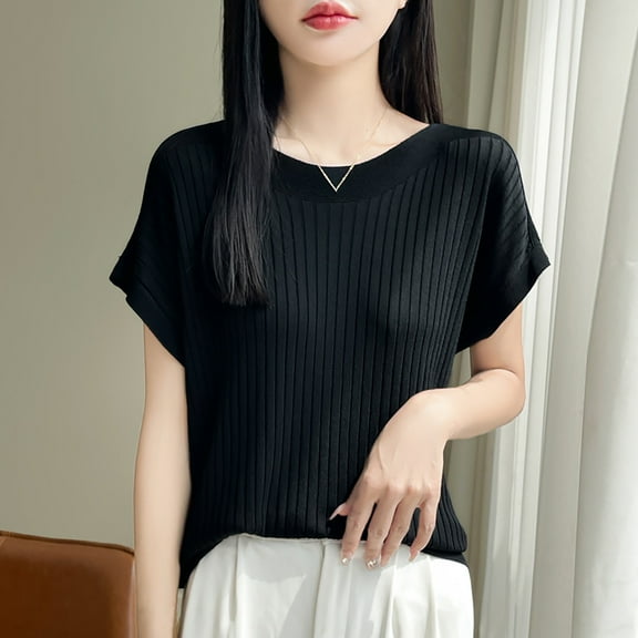 SNKSDGM Easter Shirt Shirts for Women Trendy Under 10 Loose fit Ice Silk Knit T Shirt for Women One Shoulder Short Sleeve Casual Top Lightweight Basic Tee Plus Size Tops for Women Sexy Tunic