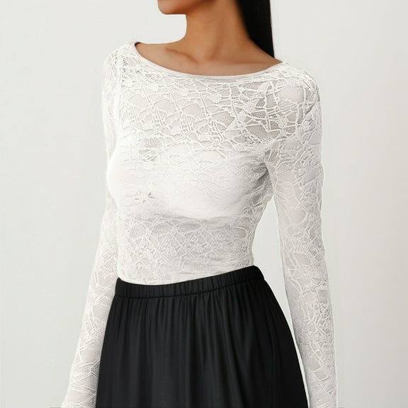 SNKSDGM Easter Shirts Black Tops for Women Going Out New Women's Lace Long Sleeve Sexy Transparent Shirt Floral Pattern Mesh Top Short Sleeve Shirts for Women Casual Dressy