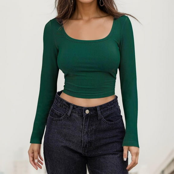 SNKSDGM Easter Shirts for Women Short Sleeve Shirts for Women Casual Relaxed Fit Women Long Sleeve Backless Crop Tops Square Neck Bodycon Shirts Cut Out Pullover Streetwear