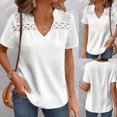 thumbnail image 1 of SNKSDGM Easter Shirts for Women Summer Tops for Women 2025 Vacation Petite Summer Fashion Ladies Tops Lace Stitching Short Sleeves Casual Solid Color Ladies T Shirts Tops for Women Trendy Winter Work, 1 of 6