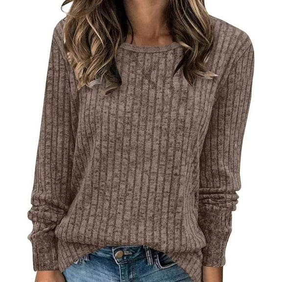 SNKSDGM Easter Shirts Womens Tops Trendy Xs Women's Solid Color Long Sleeve Round Neck Loose Fit Casual Top Womens Tops Dressy Blouses Black