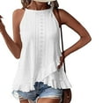 thumbnail image 1 of SNKSDGM Female Beach Tank Tops for Women Plus Size Ribbed Tank Tops for Women Pack Plus Size Women's Sleeveless Top with Eyelet Embroidery and Ruffle Trim S, 1 of 5