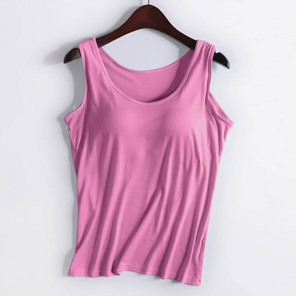 SNKSDGM Female Black Tank Top Woman 3Xl V Neck Tank Tops for Women Pack Women Solid Color Tops with Chest Pad No Steel Ring Cup Shirts Wide Strap Integrated Outerwear Yoga Sports Vest M