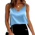 thumbnail image 1 of SNKSDGM Female Black Tank Top Women V Neck Square Neck Tank Top Women Cropped Womens Satin Tank Top Strap Basic Summer Vest Shirt Casual V Neck Sleeveless Blouses M, 1 of 4