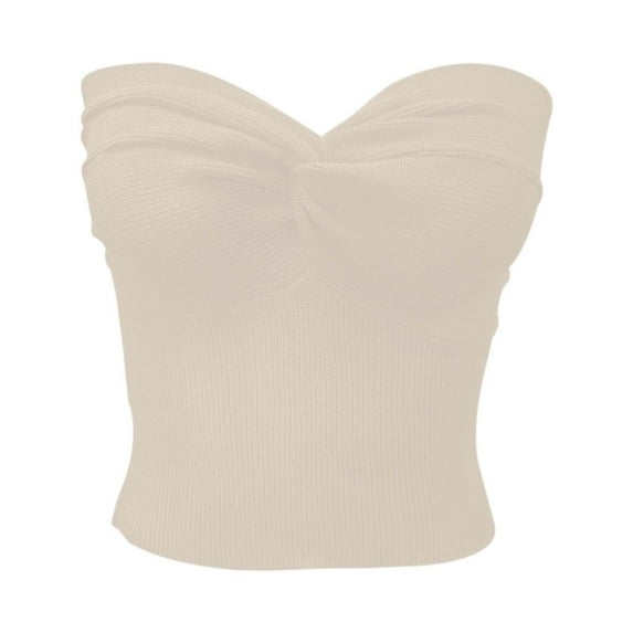 SNKSDGM Female Cotton Racerback Tank Tops for Women Seamless Tank Tops for Women Strapless Solid Color Knit Top for Women Stretchable Tube Bandeau Bra Crop Tops for Casual Or Party Wear M