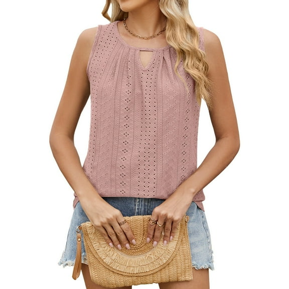 SNKSDGM Female Cotton Ribbed Tank Tops for Women Ribbed Tank Tops for Women Small Round Neck Women's Solid Color Round Neck Lace Pleat Sleeveless Vest Xxl