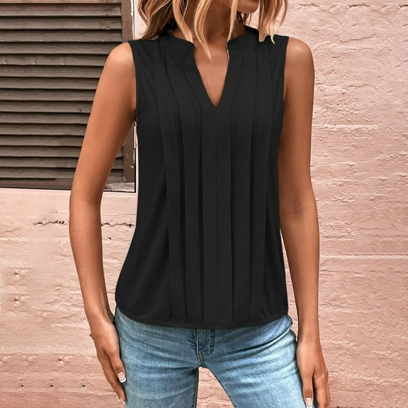 SNKSDGM Female Long Tank Tops for Women Cotton Womens Tank Tops with Built in Bra Workout Women's Summer Fashion and Comfort Pleated V Neck Vest Top Xl
