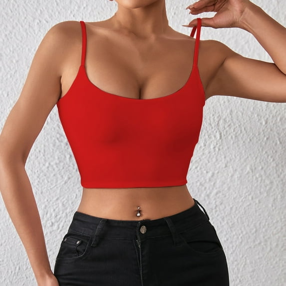 SNKSDGM Female Long Tank Tops for Women Tank Tops for Women Hit Product Spring and Summer Sexy Crop Strap Back Heart Inner Wear for Women Outerwear Top M