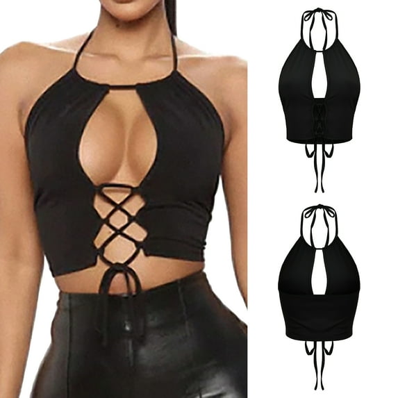 SNKSDGM Female Long Tank Tops for Women Workout Spaghetti Strap Tank Top Plus Size Summer Cut Out Sexy Solid Color Strap Cut Out Sexy Suspender Small Knitted Vest M