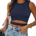 thumbnail image 1 of SNKSDGM Female Racerback Tank Tops for Women Loose Tank Tops for Women Sexy Casual Womens Sexy Sleeveless O Neck Racerback Cropped Tank Tops Trendy Cute Teen Girls Neck Crop Tops Vest Xl, 1 of 7