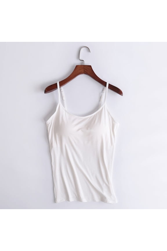 Female Ribbed Tank Tops for Women Crop Spaghetti Strap Tank Top Crop Chest Cushion Suspender Tank Top Without Steel Ring Cup Outer Wear Underwear Yoga Sports T Shirt Xl