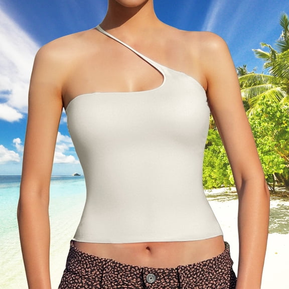 SNKSDGM Female Ribbed Tank Tops for Women Cotton Small Round Neck Spaghetti Strap Tank Top Pack Black Casual Girl Personality Small Suspender Top M