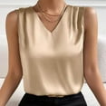 thumbnail image 1 of SNKSDGM Female Seamless Tank Tops for Women V Neck Spaghetti Strap Tank Top Crop Women Summer V Neck Casual Soild Color Satin Sleeveless Basic Vest Shirt Fashionable Sleeveless Top S, 1 of 5