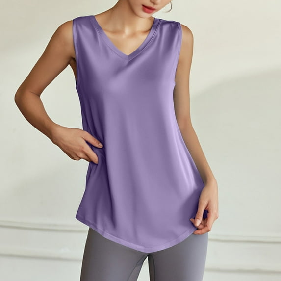 SNKSDGM Female Spaghetti Strap Tank Top with Built in Bra Plus Size Tank Top for Women Loose fit Dressy Women's Fashion Casual V Neck Solid Color Sleeveless Vest Top Xl