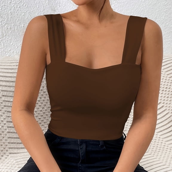 SNKSDGM Female Spaghetti Strap Tank Top Cropped Lace Womens Tank Tops Plus Size Multipack Popular New Strapless Vest with Wide Shoulder Straps Sleeveless Top Sexy and Body Hugging Hot Girl Vest. Xxl