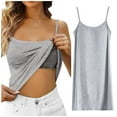thumbnail image 1 of SNKSDGM Female Spaghetti Strap Tank Top Pack Crop Women's Tank Tops Loose fit Workout Shelf Bra Camisoles Adjustable Spaghetti Strap Tank Tops Basic Layer L, 1 of 4