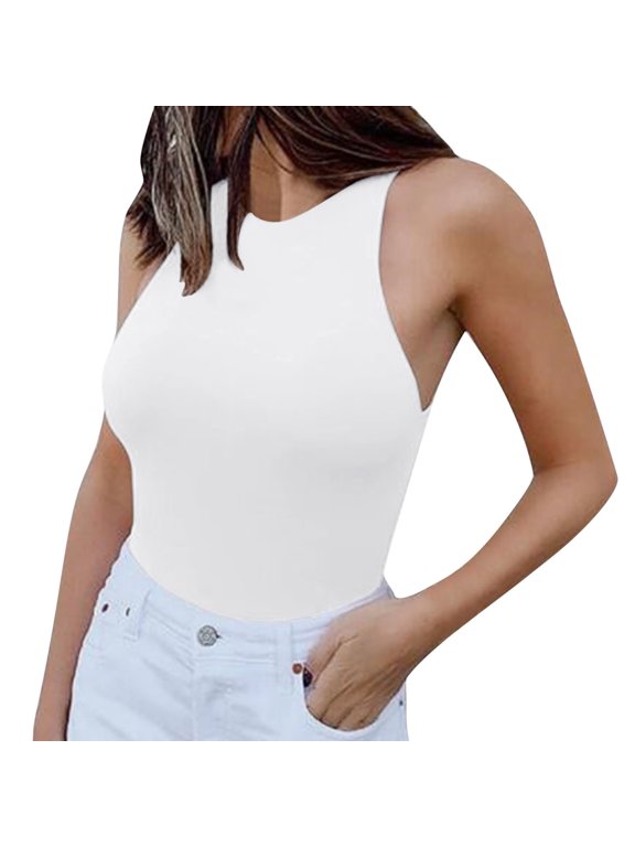 Female Spaghetti Strap Tank Top Plus Size 3X Women Tank Tops Plus Size Women's Sexy Sleeveless Solid Neck Slim High Elastic Bodysuit Xl