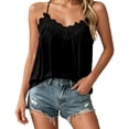 thumbnail image 1 of SNKSDGM Female Square Neck Tank Top Women Beige Womens White Tank Tops for Layering Lace Women's Tank Top V Neck Lace Camisole Casual Cute Summer Top Loose fit, 1 of 5