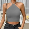 thumbnail image 1 of SNKSDGM Female Square Neck Tank Top Women Women's Tank Tops Xs Womens Basic Minimalist Sexy Hanging Neck with Navel Strap Knitted Top Vest Strap M, 1 of 7