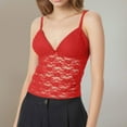 thumbnail image 1 of SNKSDGM Female Summer Tank Tops for Women 2025 Pack V Neck Tank Tops for Women Fitted Women Contrast Lace Trim Crop Tank Top Sexy Vintage Spaghetti Strap Camisole Summer Streetwear S, 1 of 7
