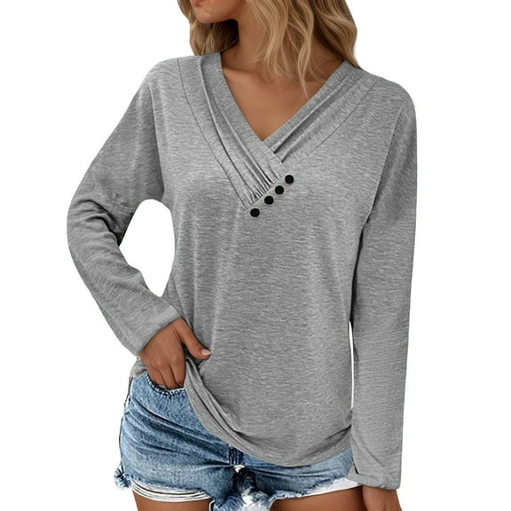 SNKSDGM Female T-Shirts Long Sleeve Shirts for Women Fall Dressy Casual Blouses Women's Casual Long Sleeve Crew Neck T Shirt Basic Solid Color Top for Everyday Wear Comfortable Relaxed Fit Tee M