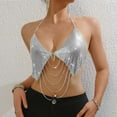 thumbnail image 1 of SNKSDGM Female Tank Top for Women with Built in Bra Breathable Tank Top for Women with Built in Bra Shapewear Women's Sexy Chain Metal Rhinestone Tank Top for Party Or Evening Wear Xs, 1 of 5