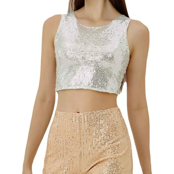 SNKSDGM Female Tank Top for Women with Built in Bra Plus Size Tank Tops for Women Black Women's Fashion Casual Sequined Tank Top Shiny Zipper Decorated Slim fit Vest for Leisure and Style L