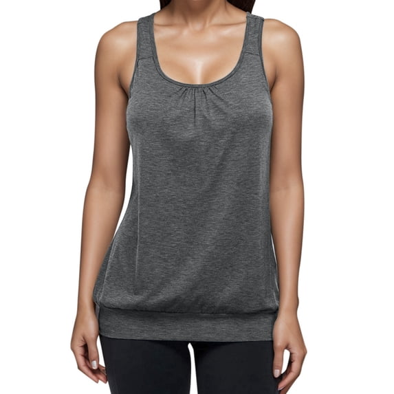 SNKSDGM Female Tank Top for Women Cropped Loose Tank Top for Women Plus Size 2X Womens Racerback Tank Tops Workout Gym Exercise Athletic Yoga Tops Fitness Loose Sleeveless Shirts Vests Xxl