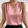 thumbnail image 1 of SNKSDGM Female Tank Top for Women Pack Spaghetti Strap Tank Top Crop Women Summer V Neck Casual Soild Color Satin Sleeveless Basic Vest Shirt Fashionable Sleeveless Top Xl, 1 of 5