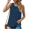 thumbnail image 1 of SNKSDGM Female Tank Top for Women Workout Built in Bra Plus Size Spaghetti Strap Tank Tops for Women Women's Solid Color Round Neck Sleeveless Pleated Loose Casual Shirt Back Closed Vest Top L, 1 of 6
