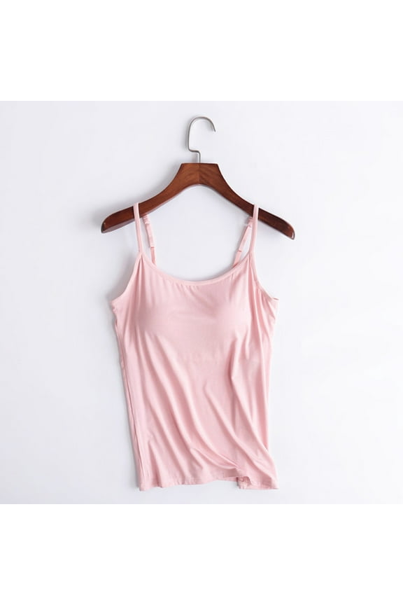 Female Tank Top for Women Workout Built in Bra Spaghetti Strap Tank Top Crop Chest Cushion Suspender Tank Top Without Steel Ring Cup Outer Wear Underwear Yoga Sports T Shirt M