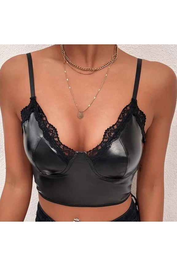Female Tank Top for Women Workout Set Linen Tank Tops for Women Crop Womens Lace Leather Sexy Leather Lace Strap Chest Cup Bra Brooch Lace Line Lingerie Unlined Bra Xxl