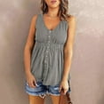 thumbnail image 1 of SNKSDGM Female Tank Tops for Women Sexy Tank Top for Women Loose fit Crop Women Sleeveless Neck Button down Solid Color Tunic Blouse Peplum Tank Tops L, 1 of 5